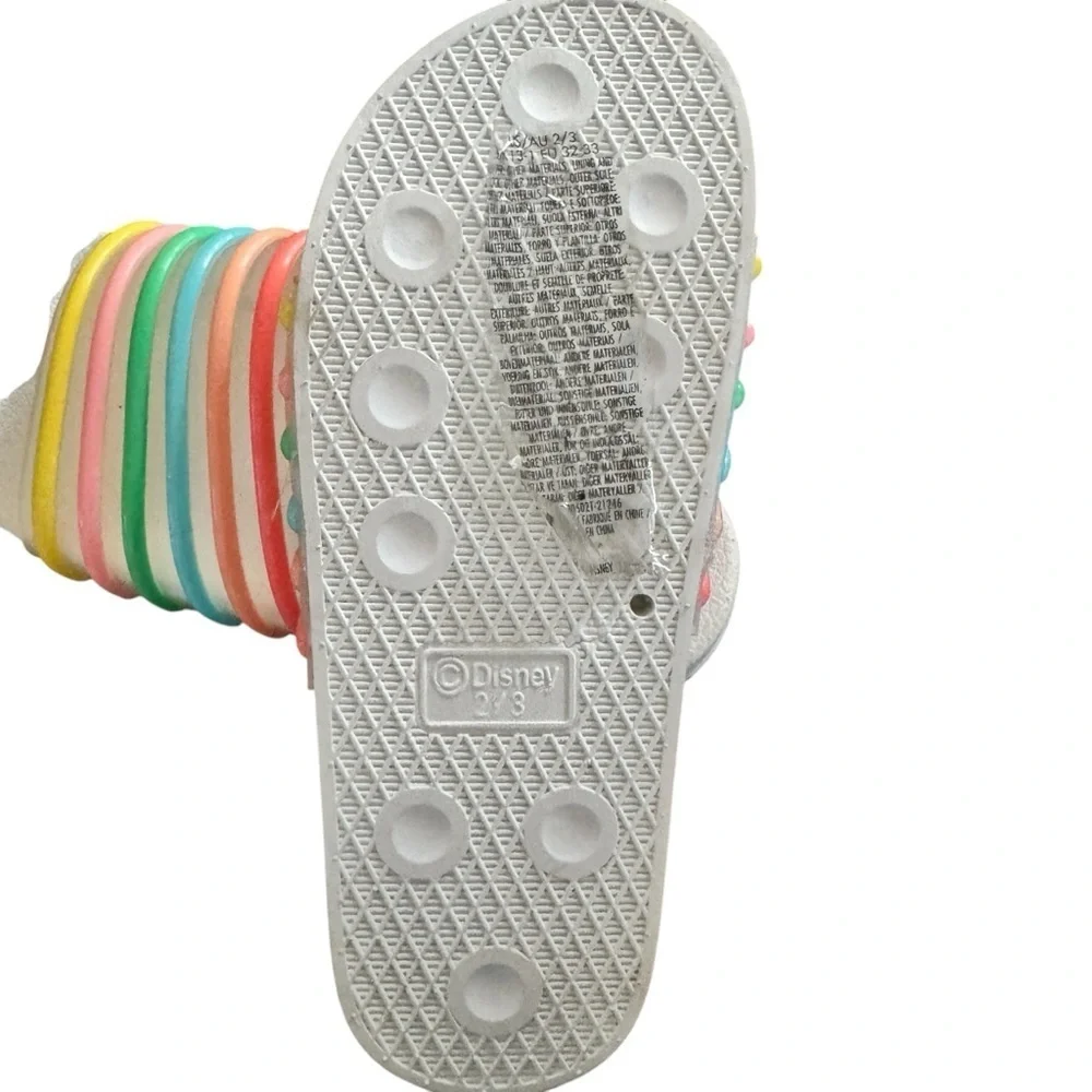 BNWT Disney Parks Little Mermaid Ariel Rainbow Striped Swim Slide Sandals Sz 2/3